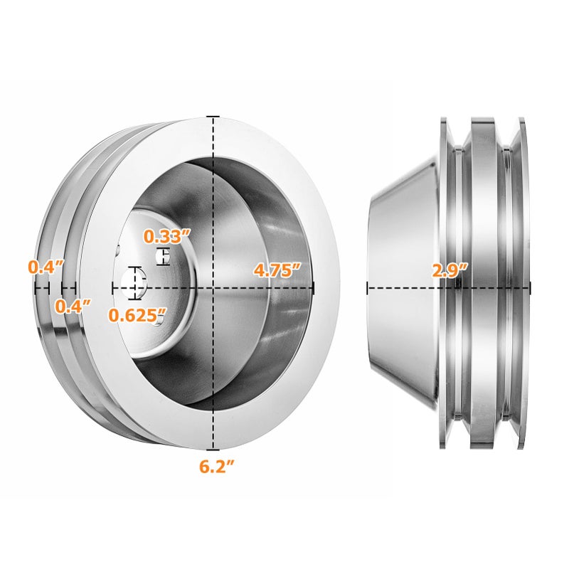 WeiSen 2 Groove 2V Water Pump Pulley V-Belt Compatible with Ford 1969-UP Small Block 302 351w 351C 351W 351M 400 V8 5.0L - Image 4